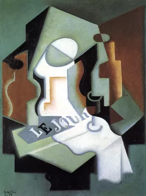 Bottle and Fruit Dish by Juan Gris - Hand-Painted Oil Painting Reproduction
