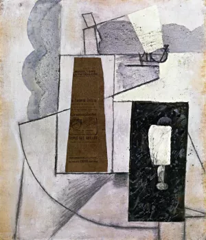 Bottle and Glass by Juan Gris - Hand-Painted Oil Painting Reproduction