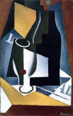 Juan Gris Bottle, Glass and Newspaper II Masterpiece - JuanGrisArt.org