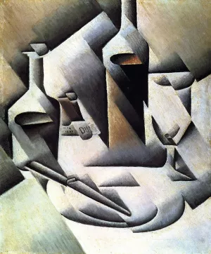 Bottles and Knife by Juan Gris - Hand-Painted Oil Painting Reproduction