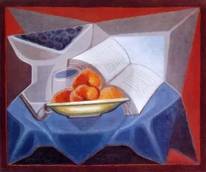 Fruit and Book by Juan Gris - Hand-Painted Oil Painting Reproduction