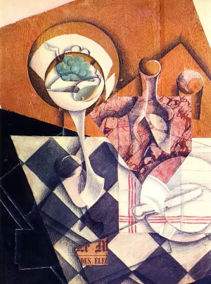Fruit Bowl with Bottle by Juan Gris Oil Painting Reproduction
