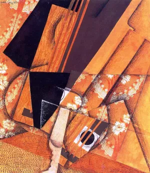Guitar and Glass by Oil Painting Reproduction