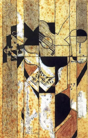 Guitar and Glass by Juan Gris - Hand-Painted Oil Painting Reproduction