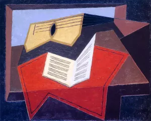 Guitar and Music Paper by Juan Gris - Hand-Painted Oil Painting Reproduction