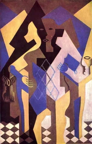 Harlequin at a Table by Juan Gris - Hand-Painted Oil Painting Reproduction
