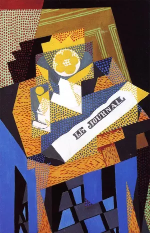 Newspaper and Fruit Dish by Juan Gris - Hand-Painted Oil Painting Reproduction