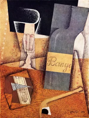 The Bottle of Banyuls by Juan Gris - Hand-Painted Oil Painting Reproduction