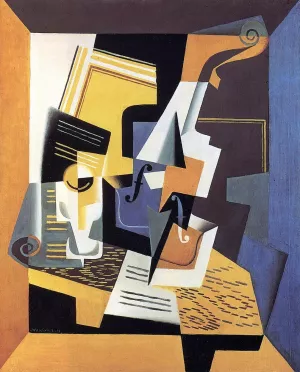 Violin and Glass by Juan Gris - Hand-Painted Oil Painting Reproduction